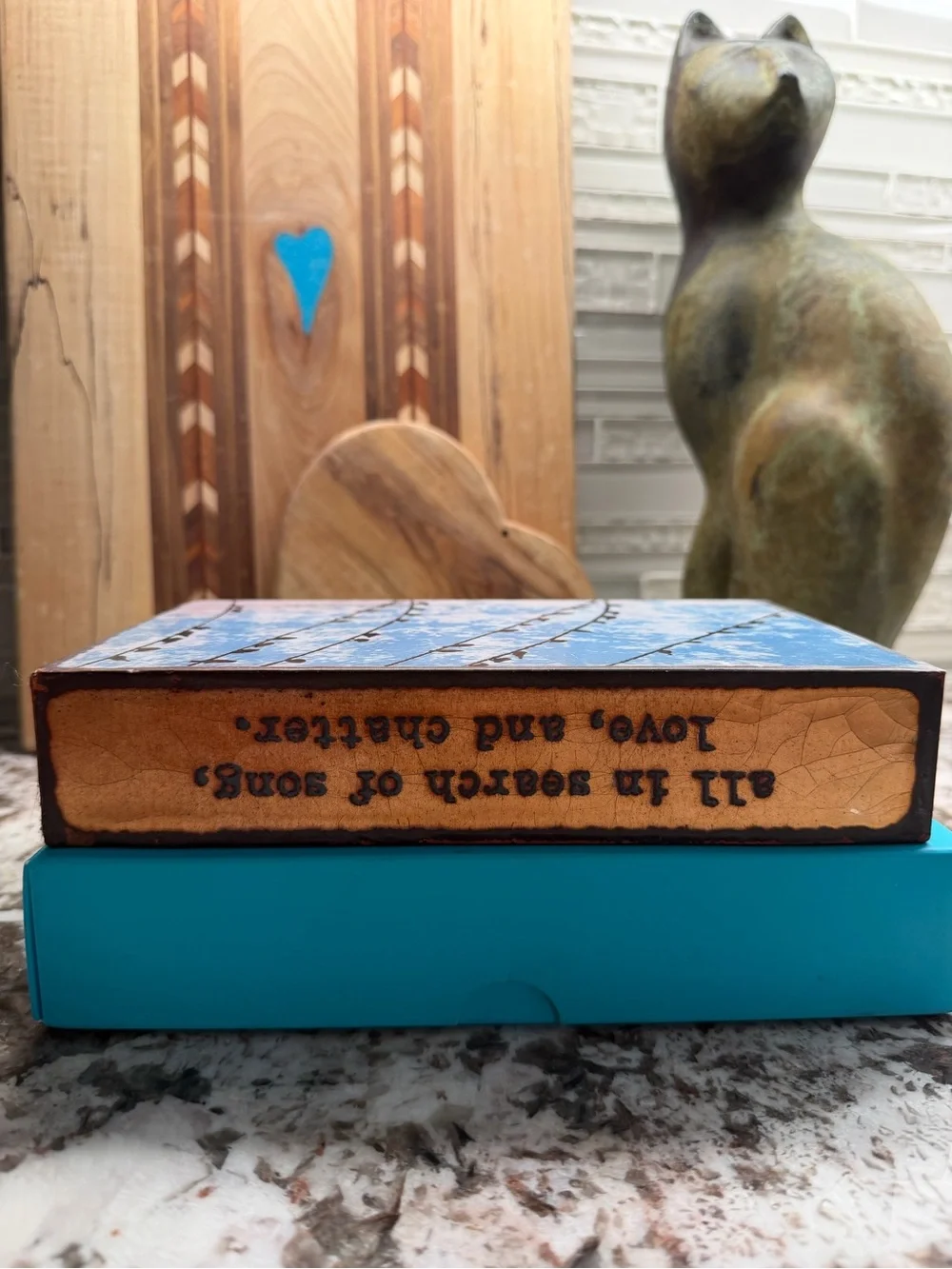Houston Llew Blue Bird Silhouette Glass Art Tile